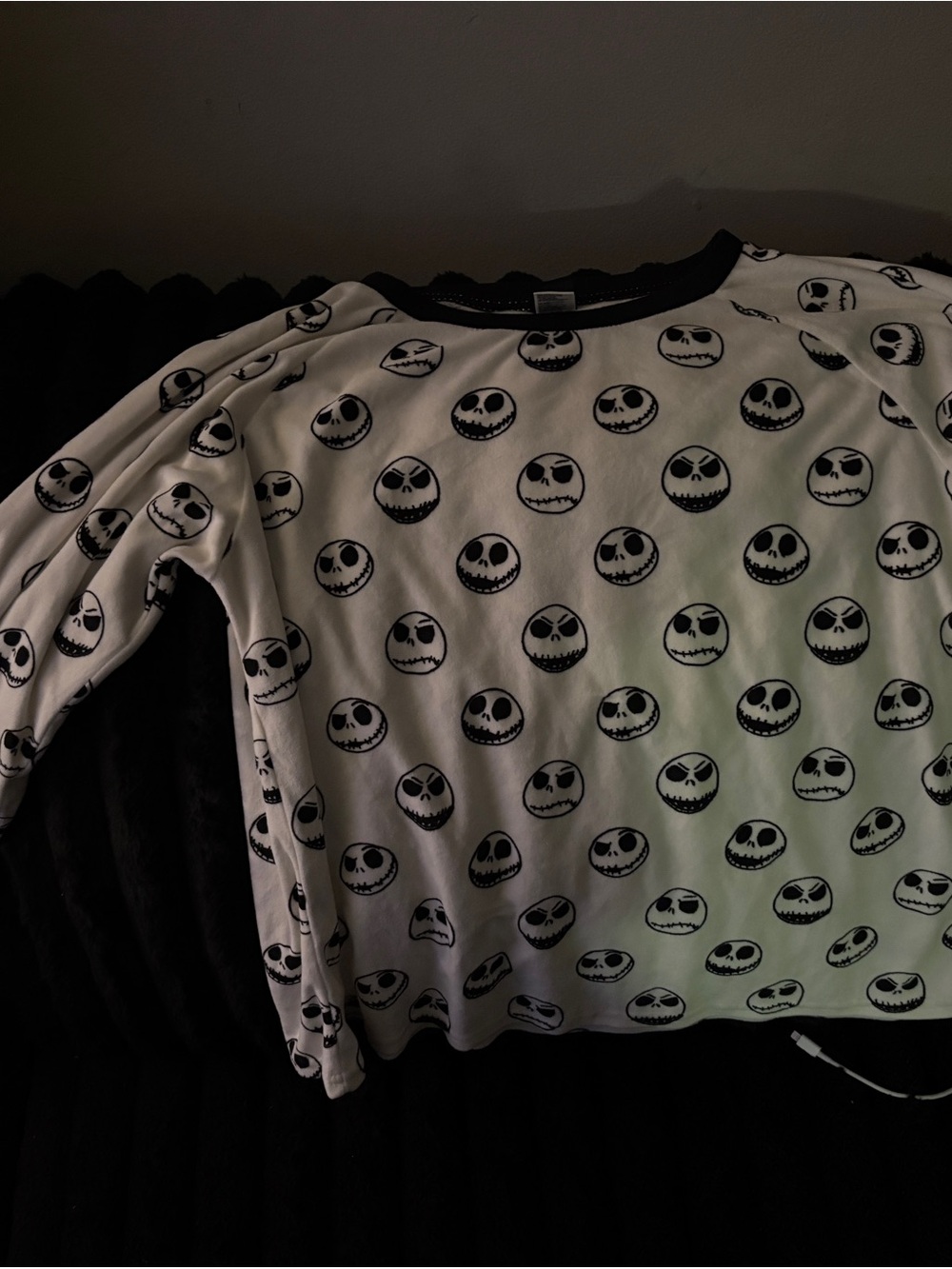 Disney White & Black Jack Skellington Allover Print Sweatshirt